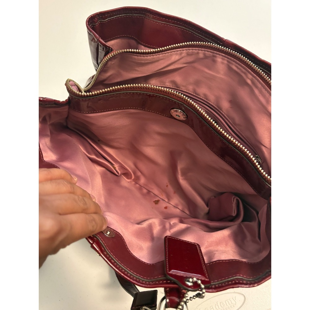 Coach Hamptons Weekend Red Patent Leather Tote Shoulder Bag F17355 f5 - Picture 9 of 10